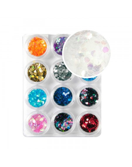 Decoración uñas Glitter Hexagon Set Nº2