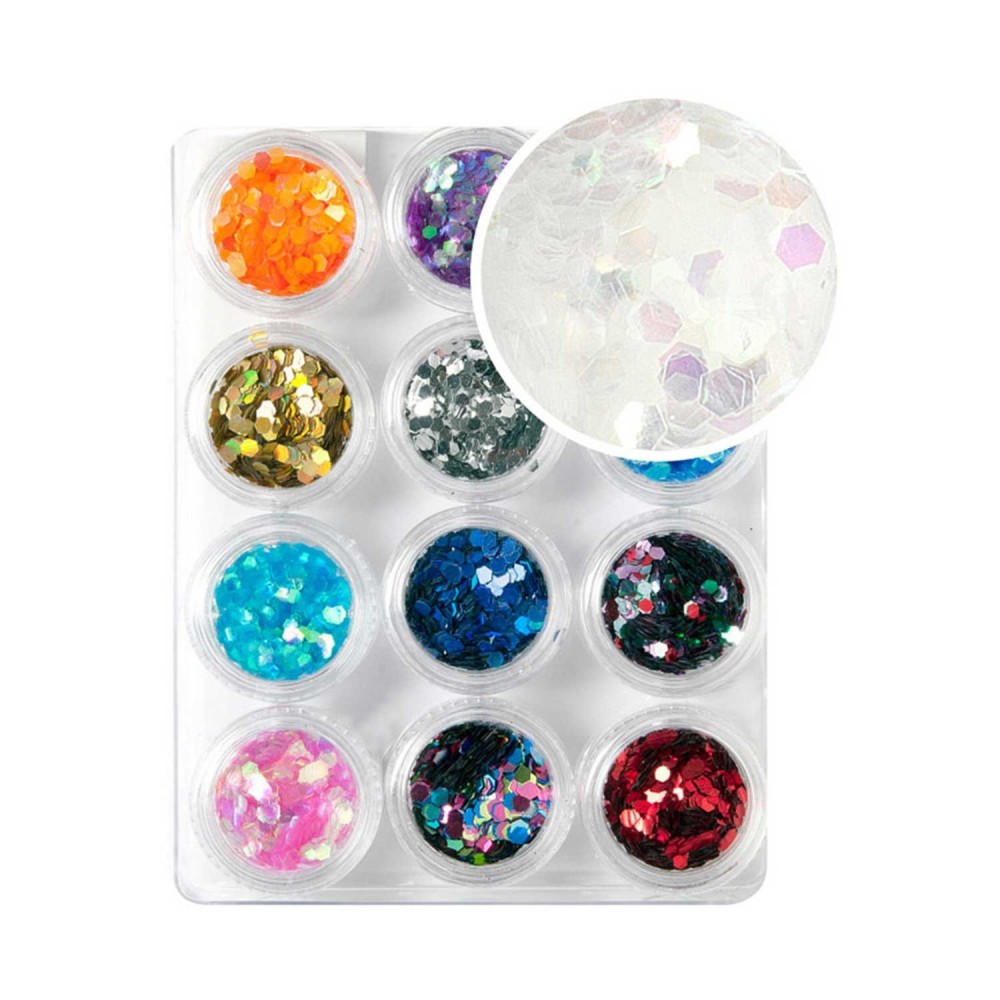 Decoración uñas Glitter Hexagon Set Nº2