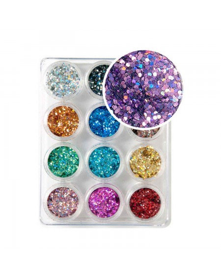 Decoración uñas Glitter Hexagon Set Nº1
