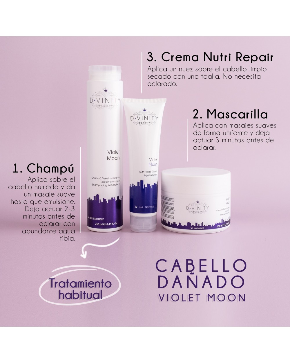 Rutina para Cabello Dañado D·VINITY Violet Moon