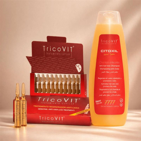 Tratamiento Anticaída Tricovit Ampollas + Champú | Fortalece y Estimula el Crecimiento